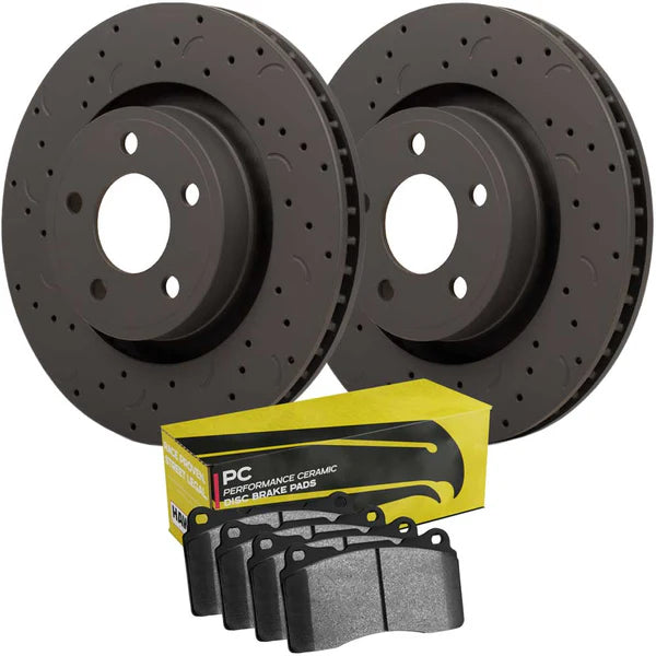 Hawk Performance Talon Cross-Drilled and Slotted and PC Brake Pad Kit Acura Integra Front 1990-1993