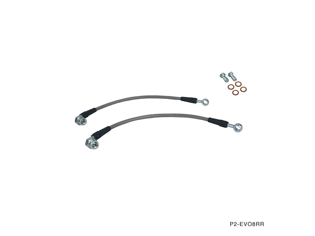 P2M MITSUBISHI EVO 8 REAR STEEL BRAIDED BRAKE LINES